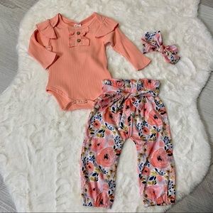 Pink Floral 3 Piece Set NWT, Baby Girl